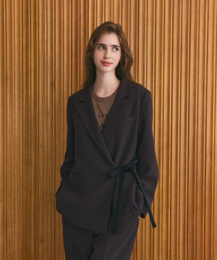 GRACE CONTINENTAL サテンボウ付テーラードジャケット ブラウン