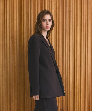 GRACE CONTINENTAL サテンボウ付テーラードジャケット ブラウン