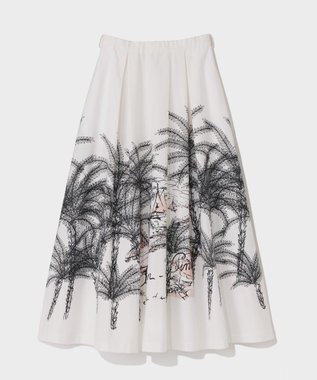 GRACE CONTINENTAL プラージュプリントタックスカート ホワイト