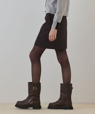 GRACE CONTINENTAL ウールギャバミニスカート ブラウン