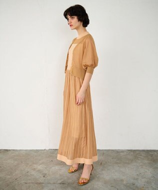 GRACE CONTINENTAL ラメシアードルマンニットカーディガン オレンジ