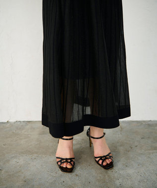 GRACE CONTINENTAL ラメシアープリーツニットワンピース ブラック