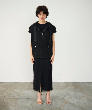 GRACE CONTINENTAL フードノースリーブ トップ ブラック