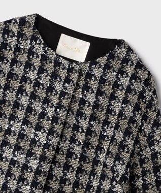 GRACE CONTINENTAL シャイニーツイードコート ネイビー