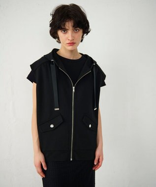 GRACE CONTINENTAL フードノースリーブ トップ ブラック