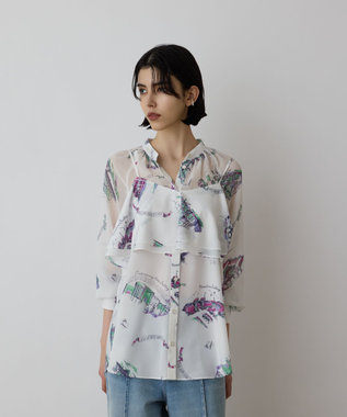 GRACE CONTINENTAL スーヴェニールプリントブラウス ホワイト