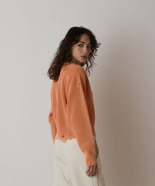 GRACE CONTINENTAL ピグメントニットトップ オレンジ