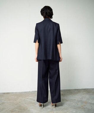 GRACE CONTINENTAL リネンタッチハーフスリーブジャケット ネイビー