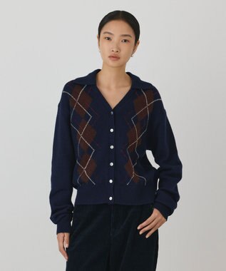 GRACE CONTINENTAL アーガイルニットカーディガン