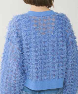 GRACE CONTINENTAL フリンジニットzipカーディガン ブルー