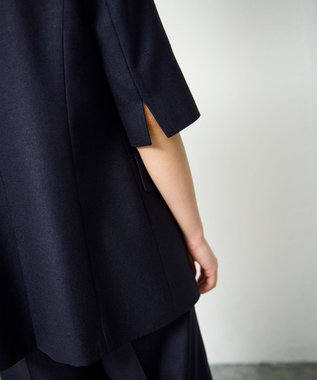 GRACE CONTINENTAL リネンタッチハーフスリーブジャケット ネイビー