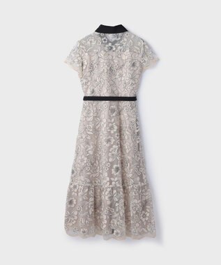 GRACE CONTINENTAL チュールフラワー刺繍ワンピース ベージュ