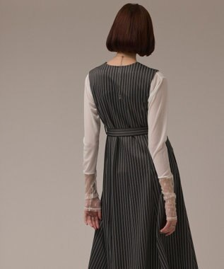 GRACE CONTINENTAL ストライプジャージワンピース グレー