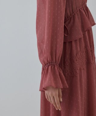 GRACE CONTINENTAL レースコンビカットジャガードワンピース ピンク