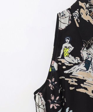 GRACE CONTINENTAL バックコンシャスプリントワンピース ブラック