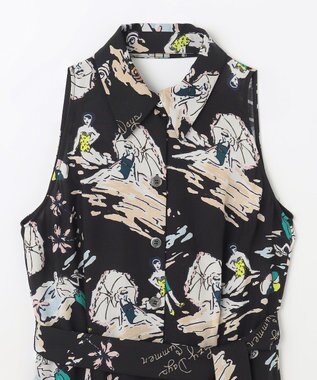 GRACE CONTINENTAL バックコンシャスプリントワンピース ブラック