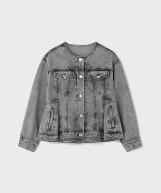 GRACE CONTINENTAL ペプラムデニムジャケット グレー