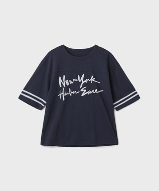 GRACE CONTINENTAL カレッジロゴプリントTシャツ ネイビー