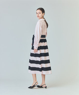 GRACE CONTINENTAL ボーダーコンビシャツワンピース ピンク