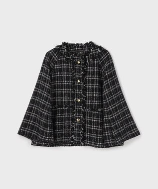 GRACE CONTINENTAL フレアスリーブツイードジャケット ブラック