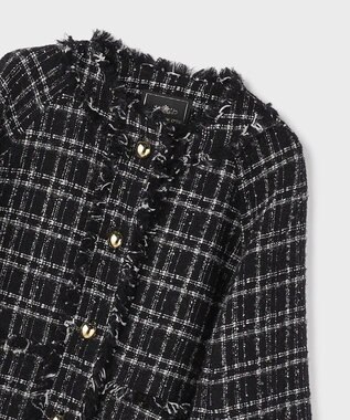 GRACE CONTINENTAL フレアスリーブツイードジャケット ブラック