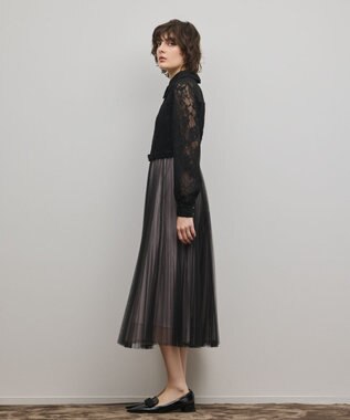 GRACE CONTINENTAL コードレースプリーツワンピース ブラック