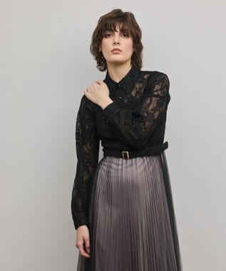 GRACE CONTINENTAL コードレースプリーツワンピース ブラック