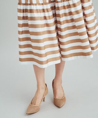 GRACE CONTINENTAL ボーダーコンビスカート キャメル