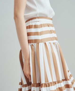 GRACE CONTINENTAL ボーダーコンビスカート キャメル