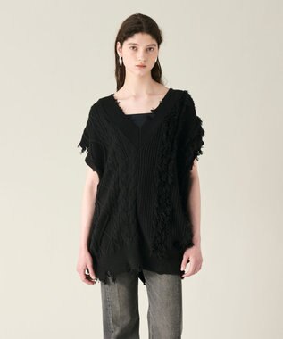 GRACE CONTINENTAL クラッシュニットトップ ブラック