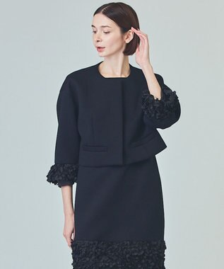 GRACE CONTINENTAL フラワーチュール切替ジャケット ブラック