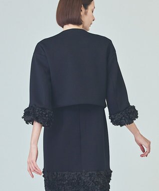 GRACE CONTINENTAL フラワーチュール切替ジャケット ブラック