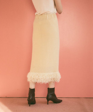 GRACE CONTINENTAL ラメフェザーフリンジスカート キナリ