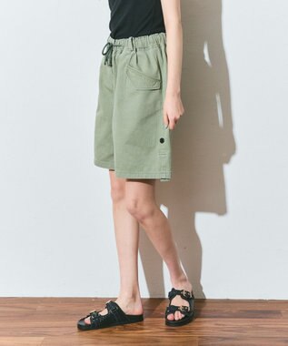 GRACE CONTINENTAL ヘリンボーンツイルハーフパンツ カーキ