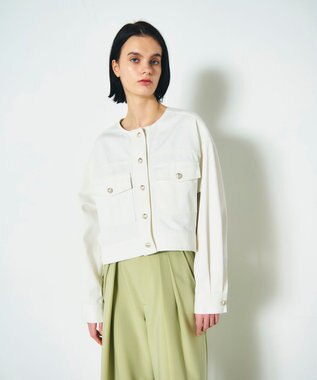 GRACE CONTINENTAL メタル釦デニムジャケット ホワイト