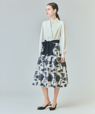 GRACE CONTINENTAL フラワージャガードテーラードレス キナリ