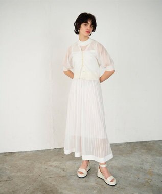 GRACE CONTINENTAL ラメシアードルマンニットカーディガン ホワイト