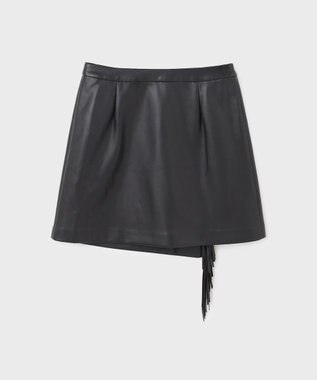 GRACE CONTINENTAL フリンジミニスカート ブラック