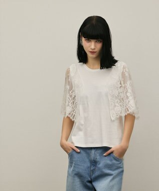 GRACE CONTINENTAL レースフレアカットトップ ホワイト