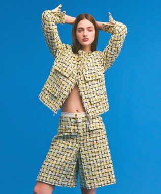 GRACE CONTINENTAL チュールヤーンツイードパンツ イエロー