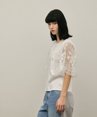 GRACE CONTINENTAL レースフレアカットトップ ホワイト