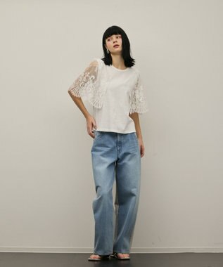 GRACE CONTINENTAL レースフレアカットトップ ホワイト