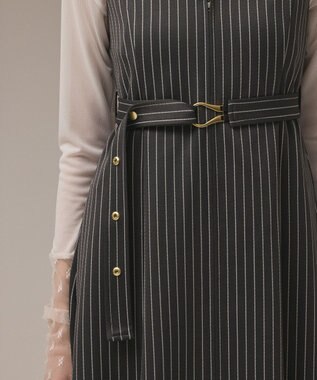 GRACE CONTINENTAL ストライプジャージワンピース グレー