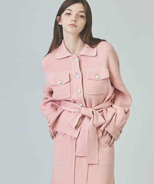 GRACE CONTINENTAL ニットワークジャケット ピンク