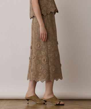 GRACE CONTINENTAL クロシュ刺繍スカート ベージュ
