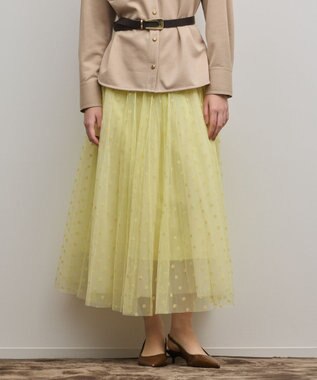 GRACE CONTINENTAL フロッキードットプリーツスカート