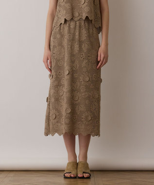 GRACE CONTINENTAL クロシュ刺繍スカート ベージュ