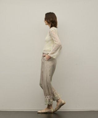 GRACE CONTINENTAL ドロストクロップドパンツ カーキ