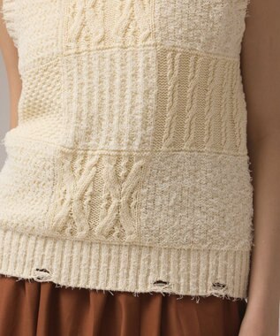 GRACE CONTINENTAL パッチワークニットトップ キナリ