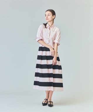 GRACE CONTINENTAL ボーダーコンビシャツワンピース ピンク